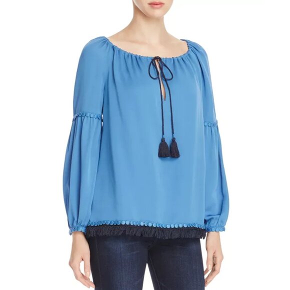 Tory Burch Sylvie Silk Peasant Blouse, Size 10 - Picture 1 of 6